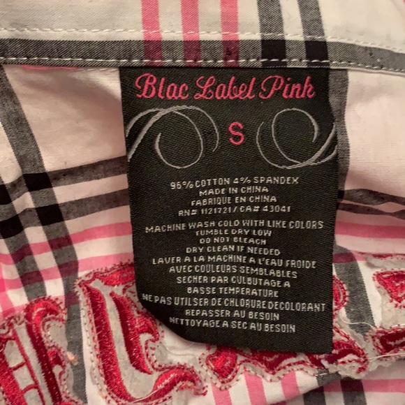 {Blac Label Pink} NWT 3/4 Sleeve Button Down S - Picture 5 of 10